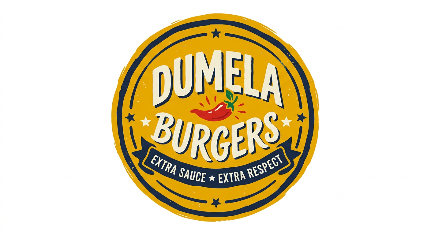 Original Dumela Burgers badge logo for a Botswana food stall